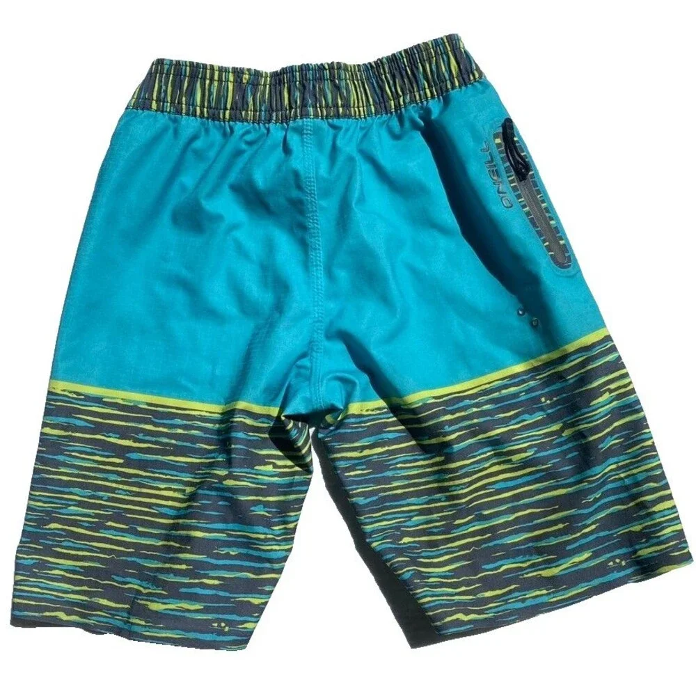 O'neill Boys Boardshort Trunks Swim Beach Blue Stretch Waistband Pocket Sz 5/6 +